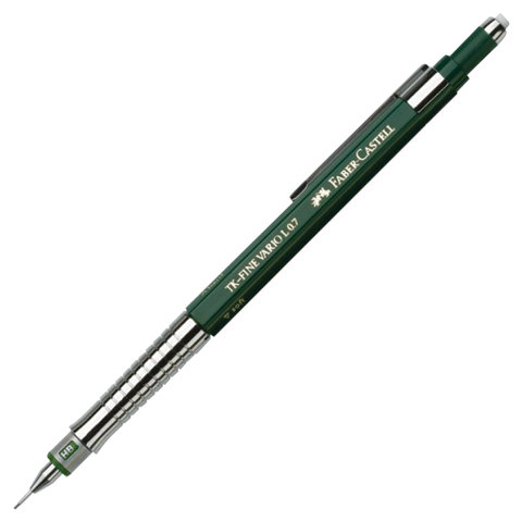 Карандаш механический 0,7 мм, FABER-CASTELL "TK-Fine Vario L", ластик, корпус темно-зеленый, 135700