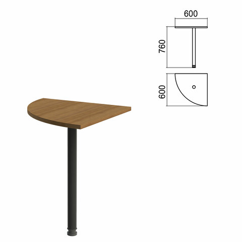 Стол приставной угловой "Арго", 600х600х760 мм, орех/опора черная (КОМПЛЕКТ)