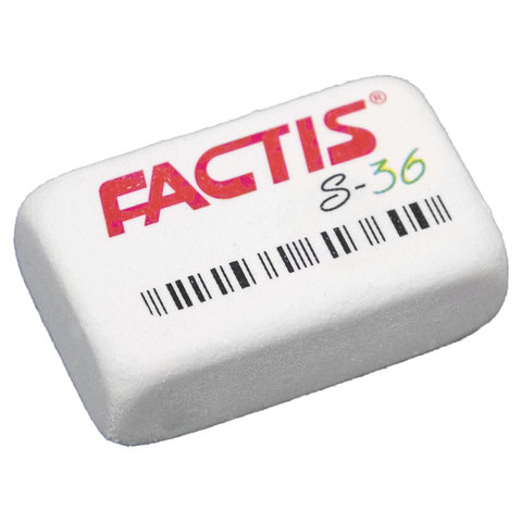 Ластик FACTIS S 36 (Испания), 40х24х14 мм, белый, прямоугольный, мягкий, CNFS36