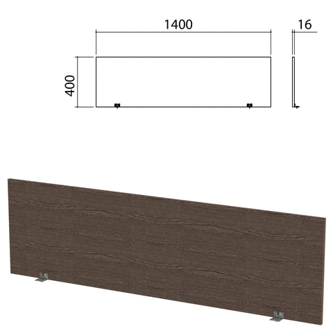 Экран-перегородка "Канц" 1400х16х400 мм, цвет венге (КОМПЛЕКТ)