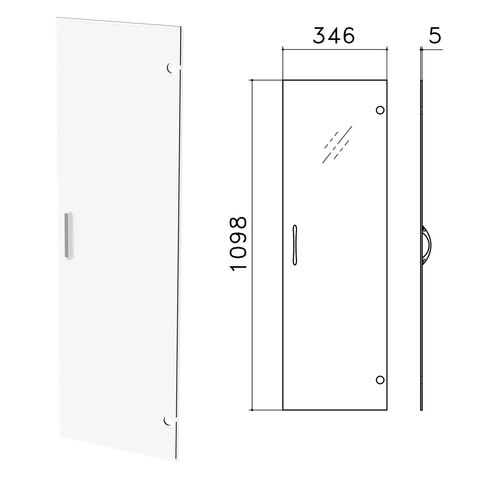 Дверь СТЕКЛО, средняя, "Канц", 346х5х1098 мм, БЕЗ ФУРНИТУРЫ, ДК35