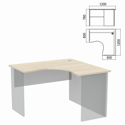 Стол компактный ЧАСТЬ 1 "Арго", 1200х1200х760 мм, правый, ясень шимо