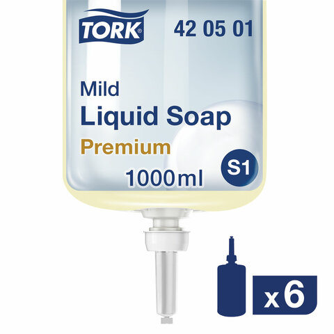 Картридж с жидким мылом одноразовый TORK (Система S1) Premium, 1 л, 421501, 420501