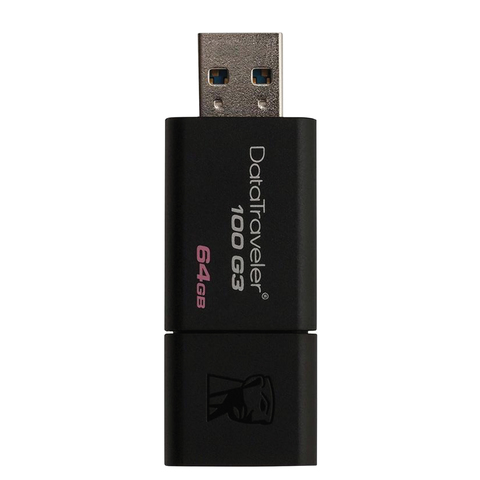 Флеш-диск 64 GB, KINGSTON DataTraveler 100 G3, USB 3.0, черный, DT100G3/64GB